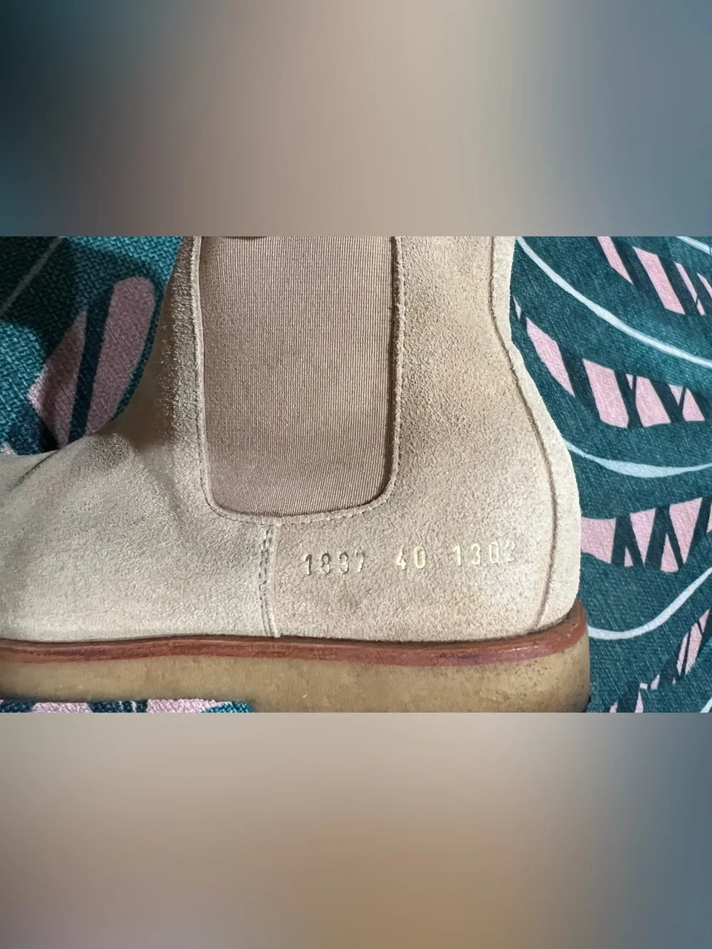 Common Projects Sand Suede Leather Chelsea Boot With Gum Sole